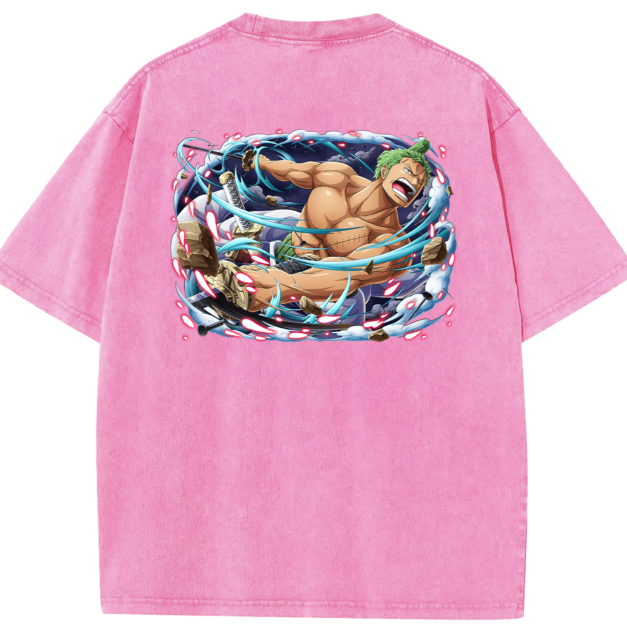 ワンピース ロロノア・ゾロ ONE PIECE Roronoa Zoro 綿100% ヴィンテージ風 半袖Tシャツ（背面プリント）